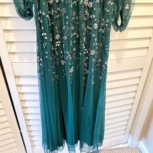 ASOS Teal Maxi Dress with Floral Embellishments
